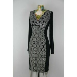 Brenda Beddome V Neck Fitted Long Sleeve Dress Canadian Designer Womens Sz 6 179